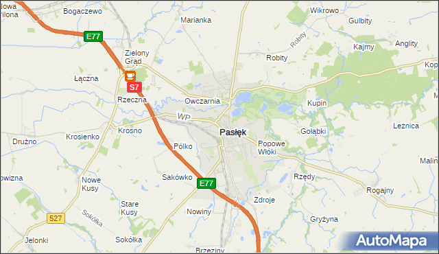 mapa Pasłęk, Pasłęk na mapie Targeo