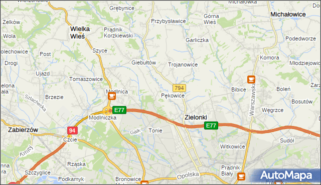 mapa Pękowice, Pękowice na mapie Targeo