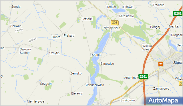 mapa Słupia gmina Stęszew, Słupia gmina Stęszew na mapie Targeo