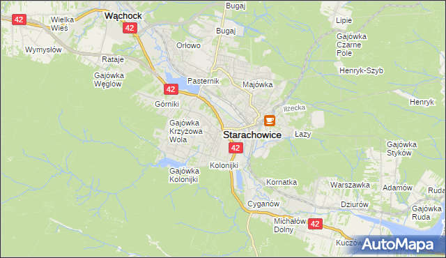 mapa Starachowic, Starachowice na mapie Targeo