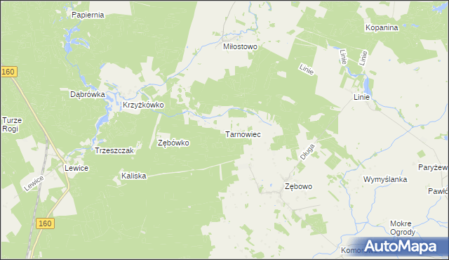 mapa Tarnowiec gmina Lwówek, Tarnowiec gmina Lwówek na mapie Targeo