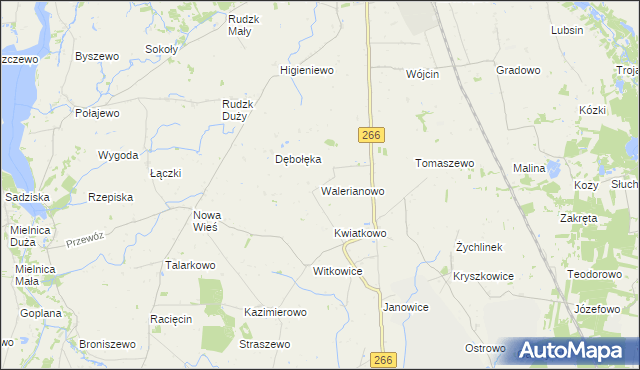mapa Walerianowo gmina Wierzbinek, Walerianowo gmina Wierzbinek na mapie Targeo