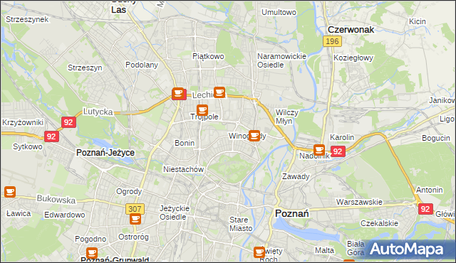 mapa Winogrady, Winogrady na mapie Targeo