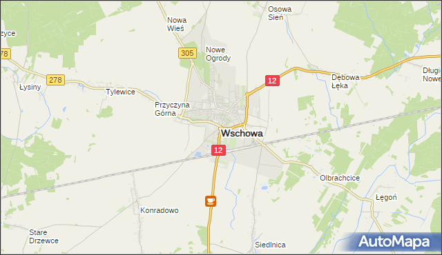 mapa Wschowa, Wschowa na mapie Targeo