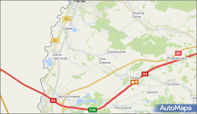 mapa Żarki Średnie, Żarki Średnie na mapie Targeo