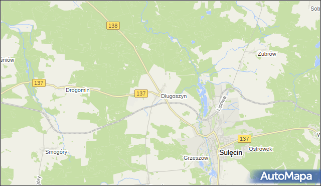 mapa Długoszyn, Długoszyn na mapie Targeo