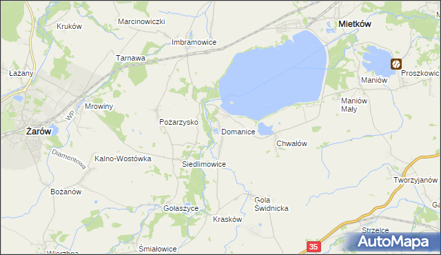 mapa Domanice gmina Mietków, Domanice gmina Mietków na mapie Targeo