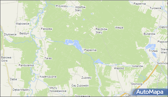 mapa Papiernia gmina Przedbórz, Papiernia gmina Przedbórz na mapie Targeo
