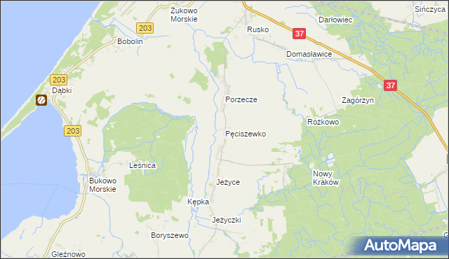 mapa Pęciszewko, Pęciszewko na mapie Targeo