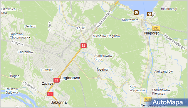 mapa Stanisławów Drugi gmina Nieporęt, Stanisławów Drugi gmina Nieporęt na mapie Targeo