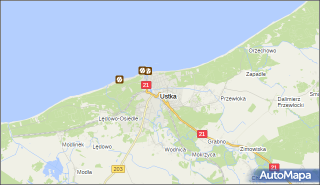 mapa Ustka, Ustka na mapie Targeo