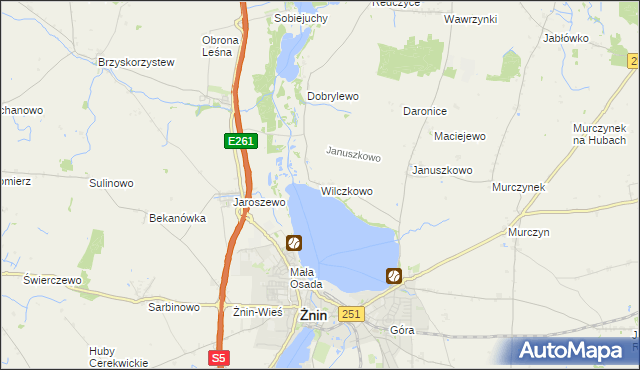 mapa Wilczkowo gmina Żnin, Wilczkowo gmina Żnin na mapie Targeo