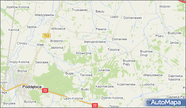 mapa Antoniew gmina Dalików, Antoniew gmina Dalików na mapie Targeo