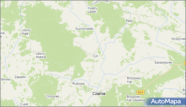 mapa Cyk gmina Czarnia, Cyk gmina Czarnia na mapie Targeo