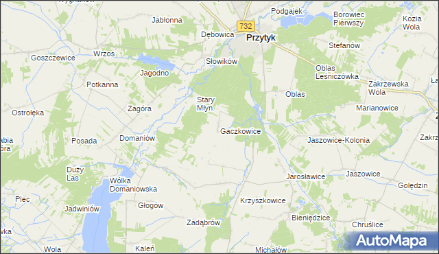 mapa Gaczkowice, Gaczkowice na mapie Targeo