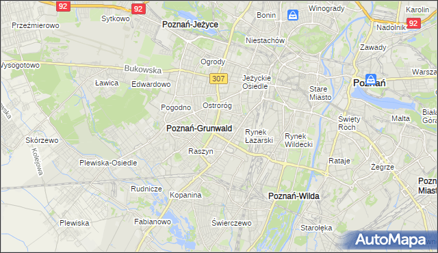 mapa Łazarz gmina Poznań, Łazarz gmina Poznań na mapie Targeo