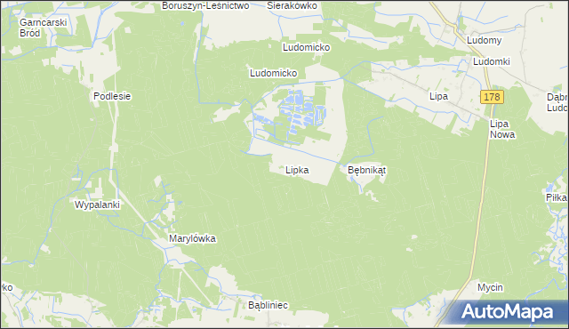 mapa Lipka gmina Oborniki, Lipka gmina Oborniki na mapie Targeo