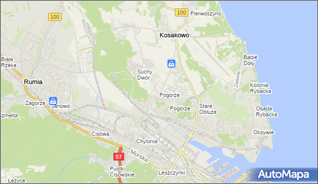 mapa Pogórze gmina Kosakowo, Pogórze gmina Kosakowo na mapie Targeo