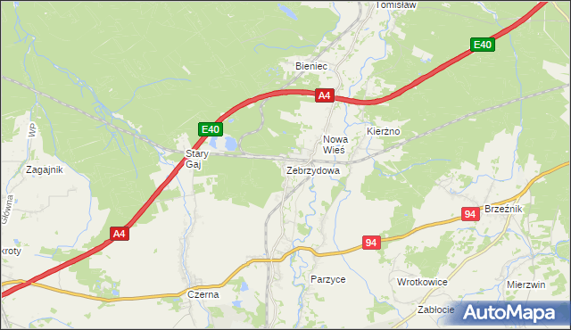 mapa Zebrzydowa, Zebrzydowa na mapie Targeo