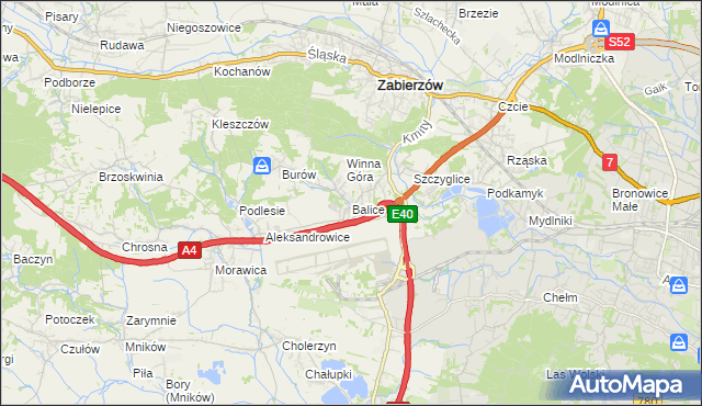 mapa Balice gmina Zabierzów, Balice gmina Zabierzów na mapie Targeo