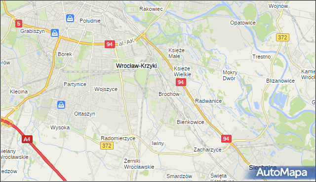 mapa Brochów gmina Wrocław, Brochów gmina Wrocław na mapie Targeo