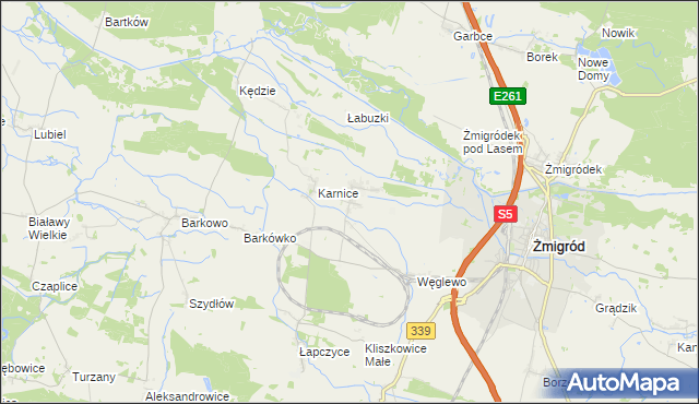 mapa Bychowo gmina Żmigród, Bychowo gmina Żmigród na mapie Targeo