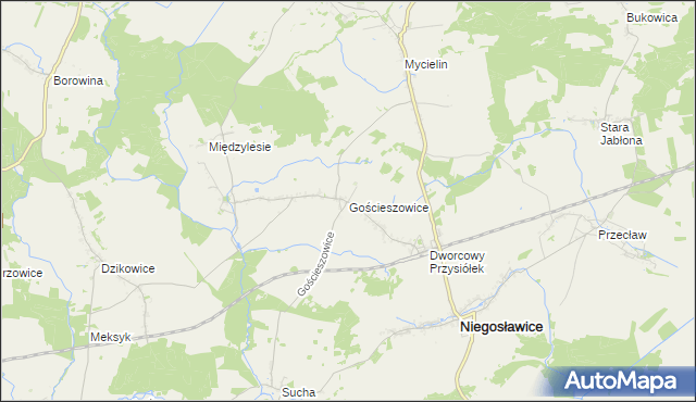 mapa Gościeszowice, Gościeszowice na mapie Targeo