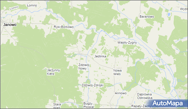 mapa Jedlinka gmina Chorzele, Jedlinka gmina Chorzele na mapie Targeo