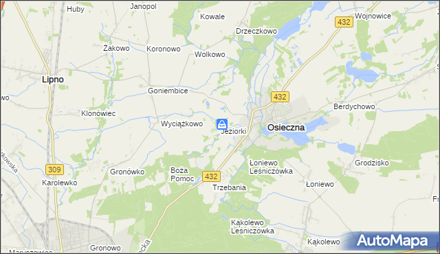 mapa Jeziorki gmina Osieczna, Jeziorki gmina Osieczna na mapie Targeo