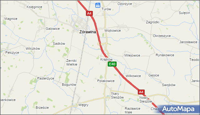 mapa Krajków gmina Żórawina, Krajków gmina Żórawina na mapie Targeo