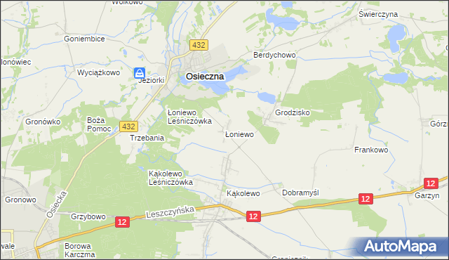 mapa Łoniewo gmina Osieczna, Łoniewo gmina Osieczna na mapie Targeo