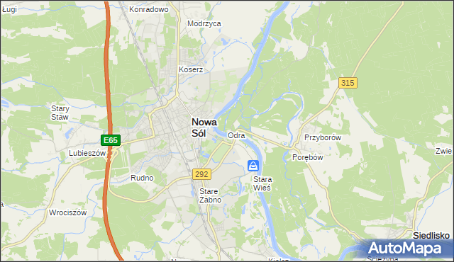 mapa Odra gmina Nowa Sól, Odra gmina Nowa Sól na mapie Targeo