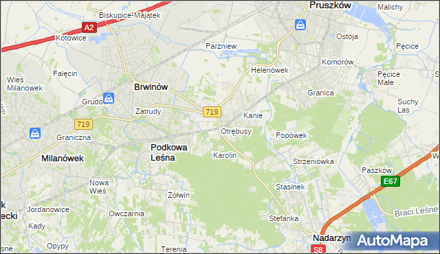 mapa Otrębusy, Otrębusy na mapie Targeo