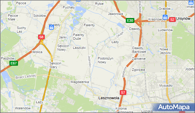 mapa Podolszyn Nowy, Podolszyn Nowy na mapie Targeo