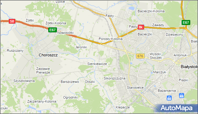 mapa Porosły, Porosły na mapie Targeo