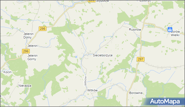 mapa Siecieborzyce, Siecieborzyce na mapie Targeo