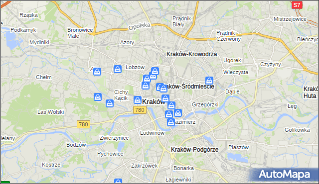 mapa Stare Miasto gmina Kraków, Stare Miasto gmina Kraków na mapie Targeo