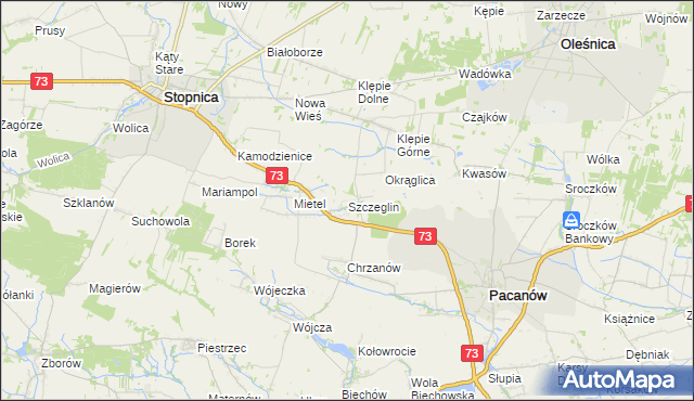 mapa Szczeglin gmina Stopnica, Szczeglin gmina Stopnica na mapie Targeo