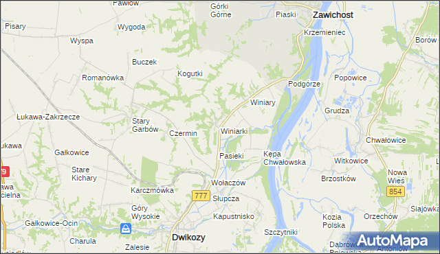 mapa Winiarki, Winiarki na mapie Targeo