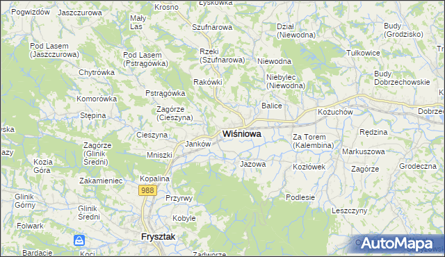 mapa Wiśniowa powiat strzyżowski, Wiśniowa powiat strzyżowski na mapie Targeo