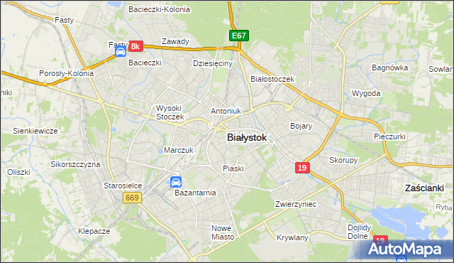 mapa Białegostoku, Białystok na mapie Targeo