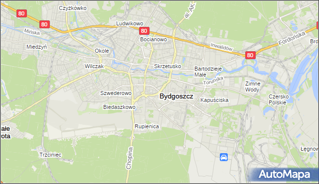 mapa Bydgoszczy, Bydgoszcz na mapie Targeo