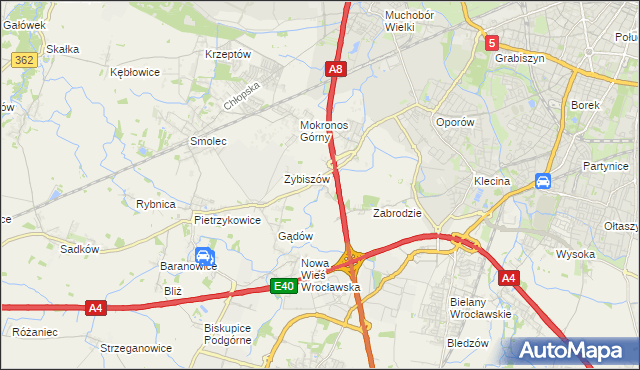 mapa Cesarzowice gmina Kąty Wrocławskie, Cesarzowice gmina Kąty Wrocławskie na mapie Targeo