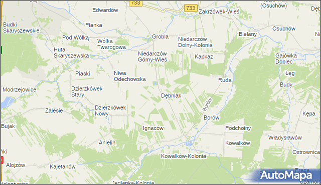 mapa Dębniak gmina Kazanów, Dębniak gmina Kazanów na mapie Targeo