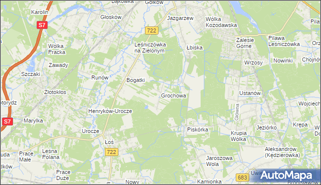 mapa Grochowa gmina Piaseczno, Grochowa gmina Piaseczno na mapie Targeo