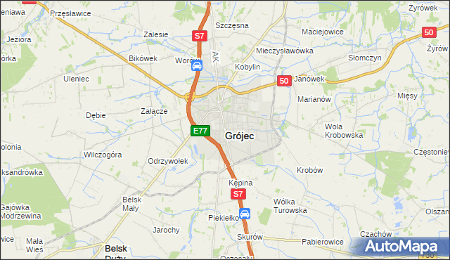 mapa Grójec, Grójec na mapie Targeo