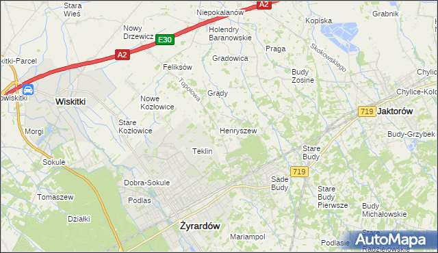 mapa Henryszew, Henryszew na mapie Targeo