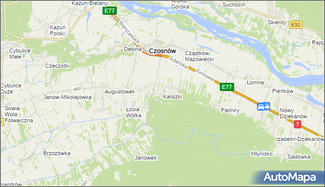 mapa Kaliszki gmina Czosnów, Kaliszki gmina Czosnów na mapie Targeo