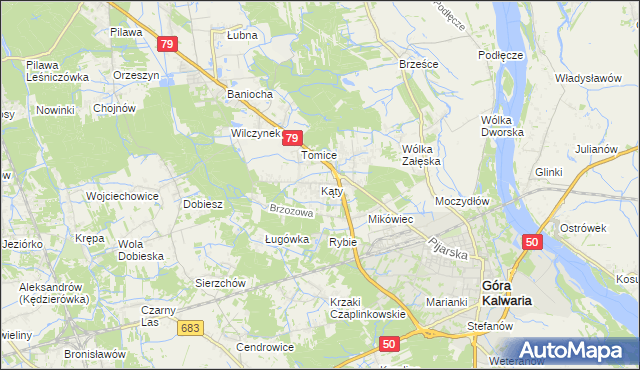 mapa Kąty gmina Góra Kalwaria, Kąty gmina Góra Kalwaria na mapie Targeo