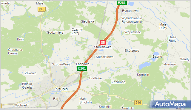 mapa Kołaczkowo gmina Szubin, Kołaczkowo gmina Szubin na mapie Targeo